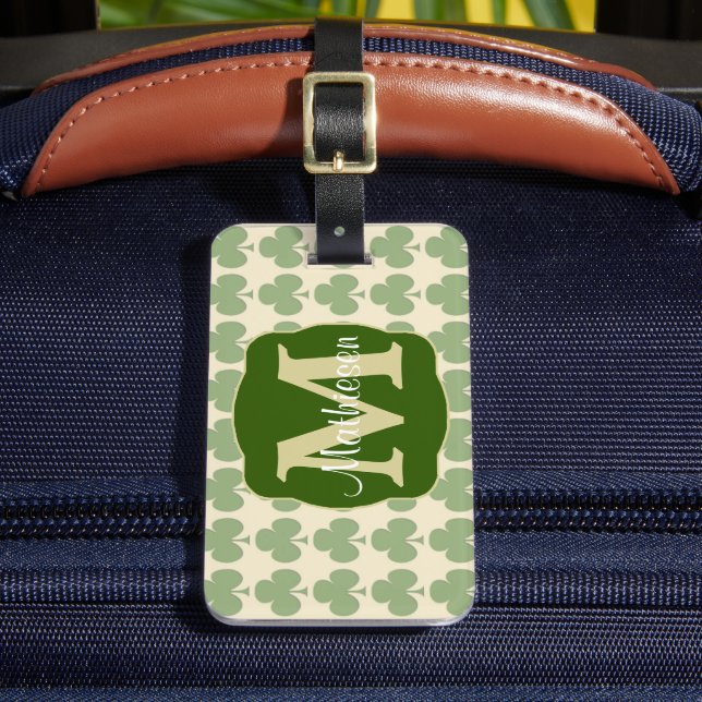 Marching Shamrocks Monogram Luggage Tag (Front Insitu 2)