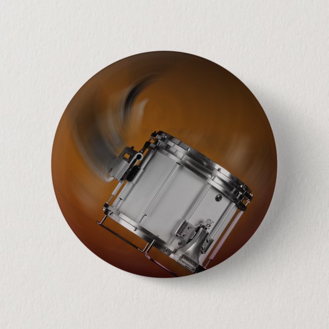Marching Snare Drum on Gold Pinback Button (Front)