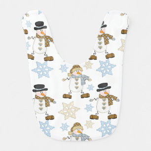 Marching Snowman Baby Bib