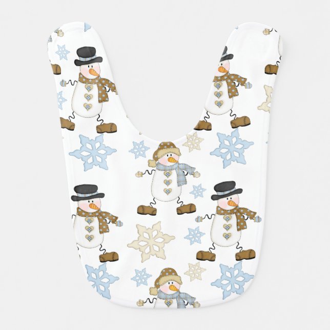 Marching Snowman Baby Bib (Front)
