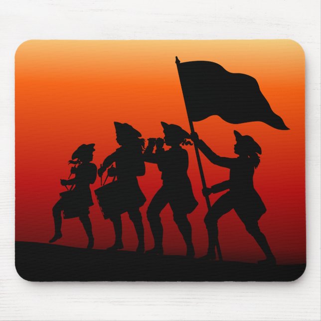 Marching with drums and fife and flag mouse pad (Front)