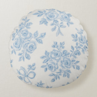 Marcie and Lour Blue Floral Round Pillow