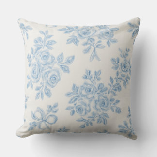 Marcie and Lour Blue Floral Throw Pillow