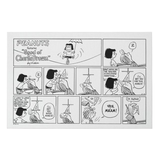 Marcie & Peppermint Patty In The Classroom Faux Canvas Print (Front)