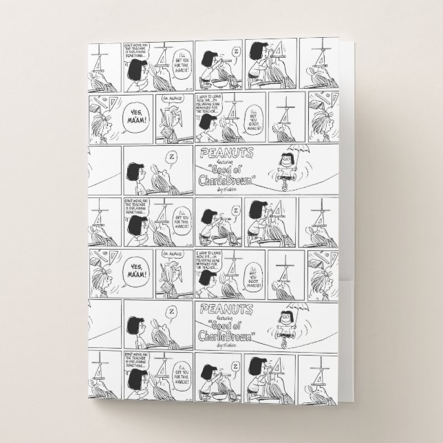 Marcie & Peppermint Patty In The Classroom Pocket Folder (Front)