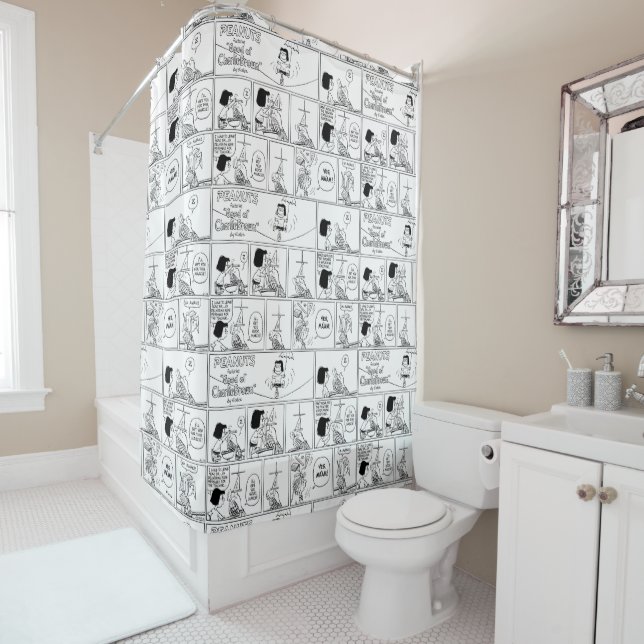 Marcie & Peppermint Patty In The Classroom Shower Curtain (In Situ)