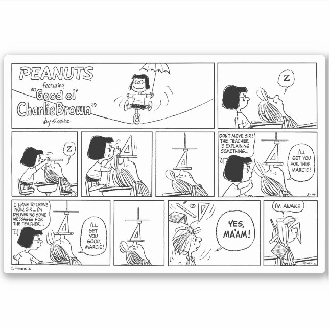 Marcie & Peppermint Patty In The Classroom Sticker (Front)