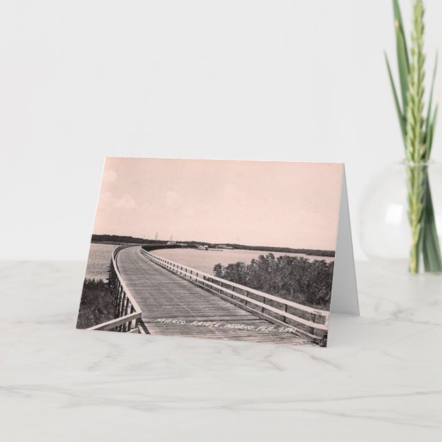 Marco Bridge, marco island, Florida, 1930s Card (Front)