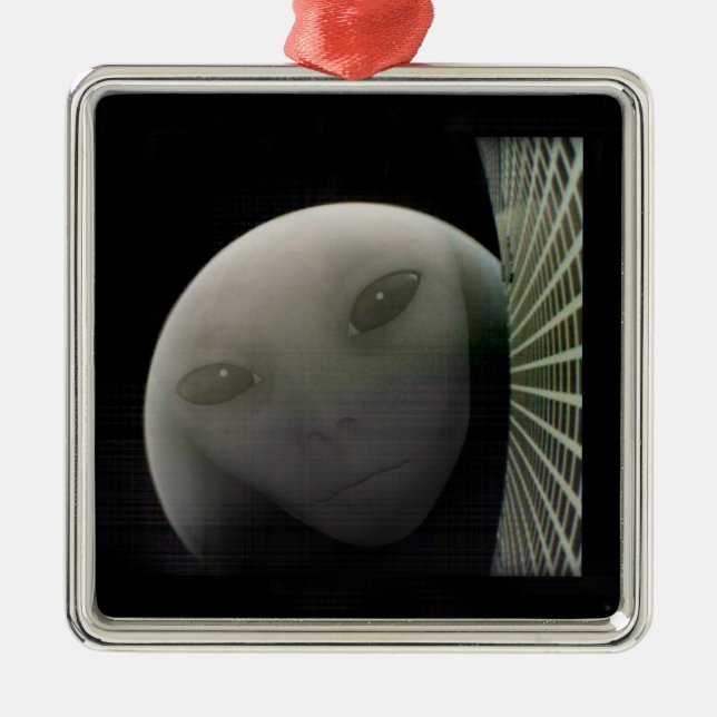 MarCO CubeSat Alien Mars Farewell Metal Ornament (Front)