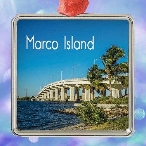 Marco Island Florida Bridge Metal Ornament