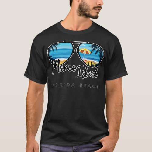 Marco Island Florida Palm Tree Sunglasses Souvenir T_Shirt