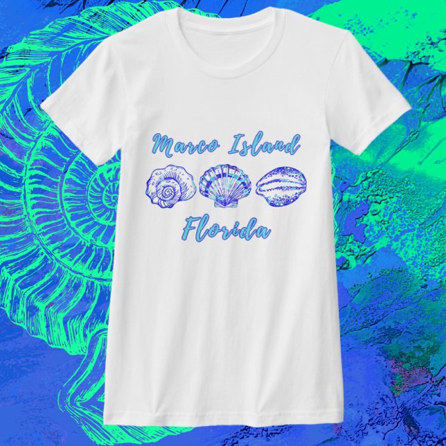  Marco Island Florida Pretty Ocean Blue Seashells T-Shirt (Creator Uploaded)