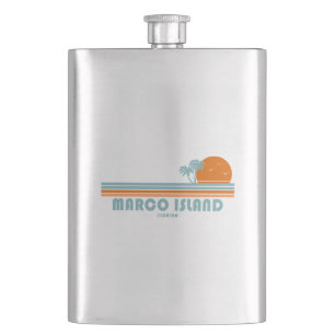 Marco Island Florida Sun Palm Trees Flask