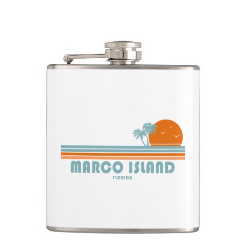 Marco Island Florida Sun Palm Trees Flask
