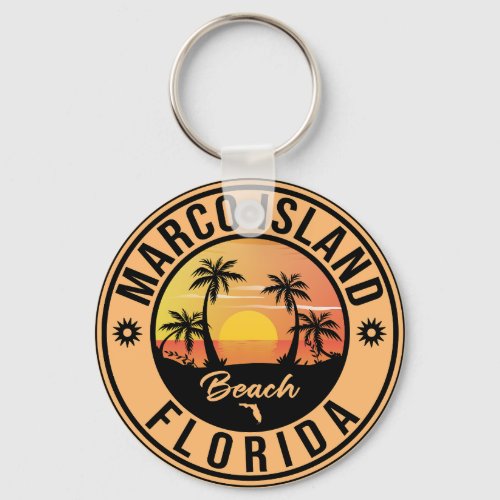 Marco Island Florida surfing Beach Vintage Travel Keychain