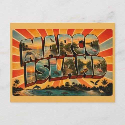 Marco Island Florida White Sand Lagoon Wildlife Postcard