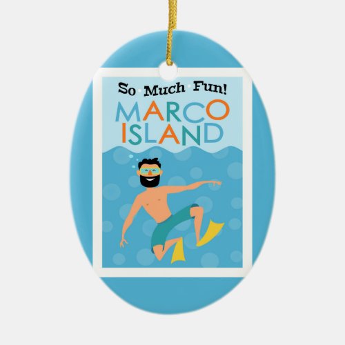 Marco Island Fun Hipster Travel Ceramic Ornament
