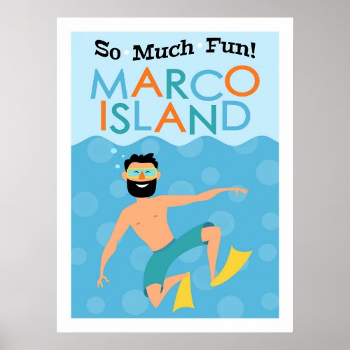 Marco Island Fun Hipster Travel Poster