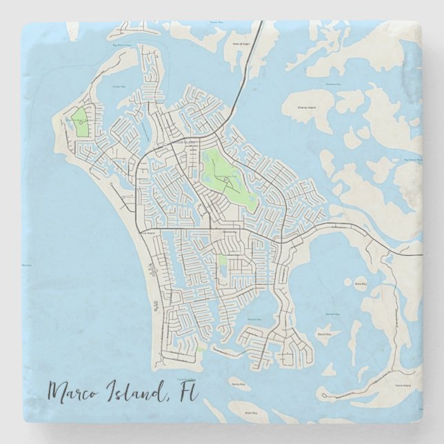 Marco Island map coaster (Front)