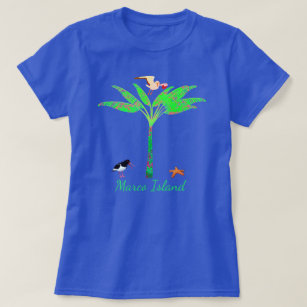 Marco Island Palm Tree and Seabirds T-Shirt