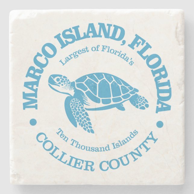 Marco Island (sea turtle) Stone Coaster (Front)