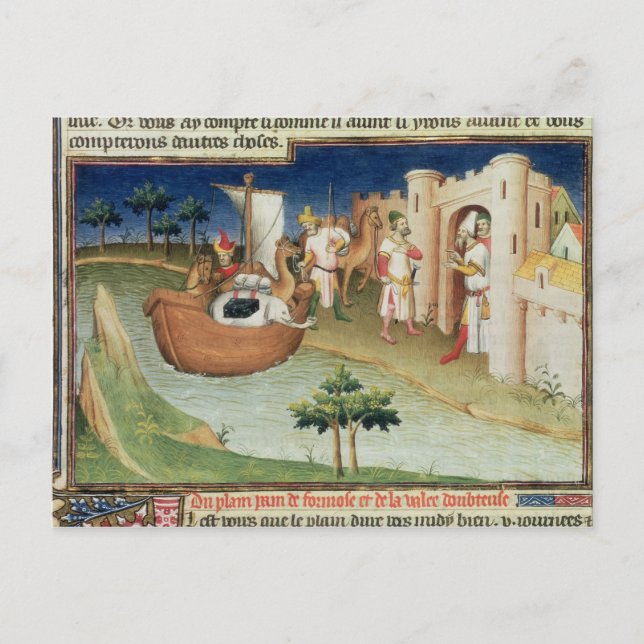 Marco Polo with elephants and camels arriving Postcard (Front)