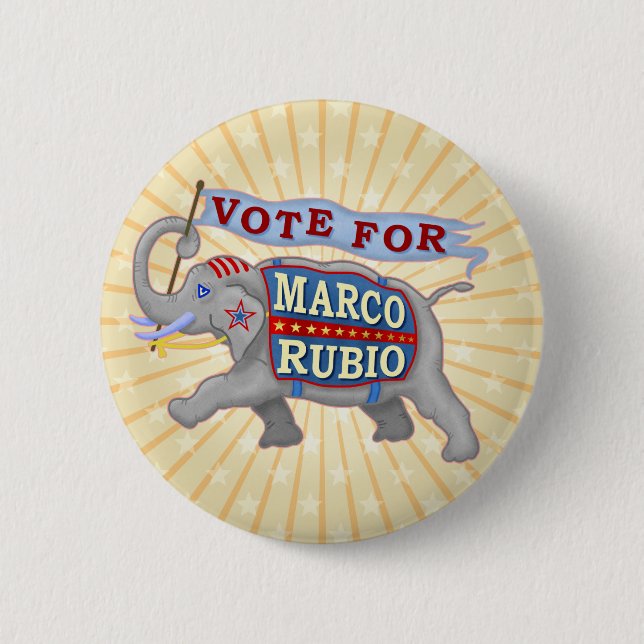 Marco Rubio President 2016 Republican Elephant Pinback Button (Front)