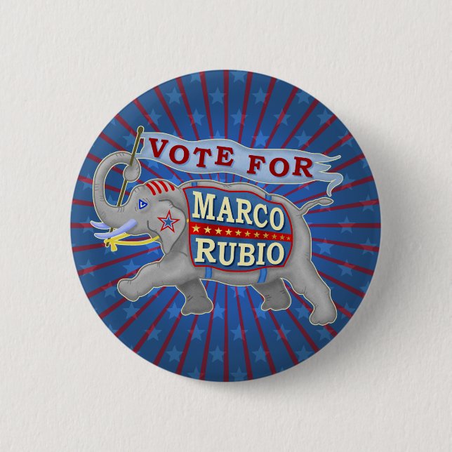Marco Rubio President 2016 Republican Elephant Pinback Button (Front)