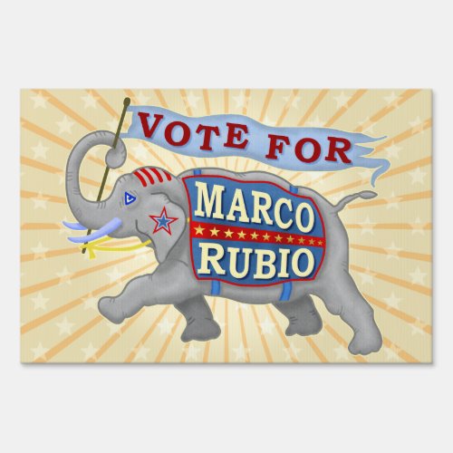 Marco Rubio President 2016 Republican Elephant Yard Sign