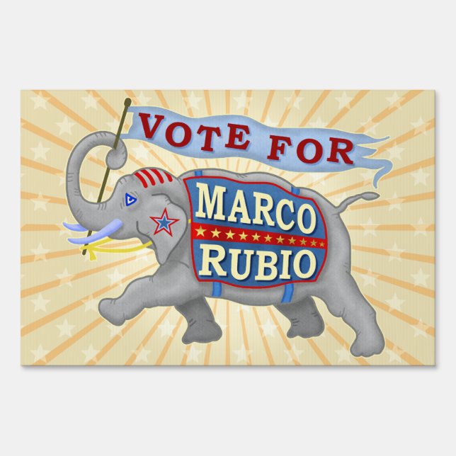 Marco Rubio President 2016 Republican Elephant Yard Sign (Front)