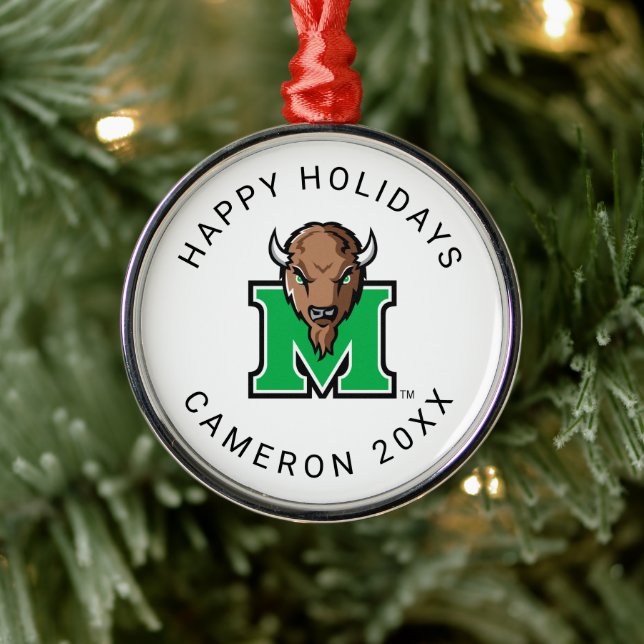 Marco The Bison M | Add Your Name Metal Ornament (Tree)
