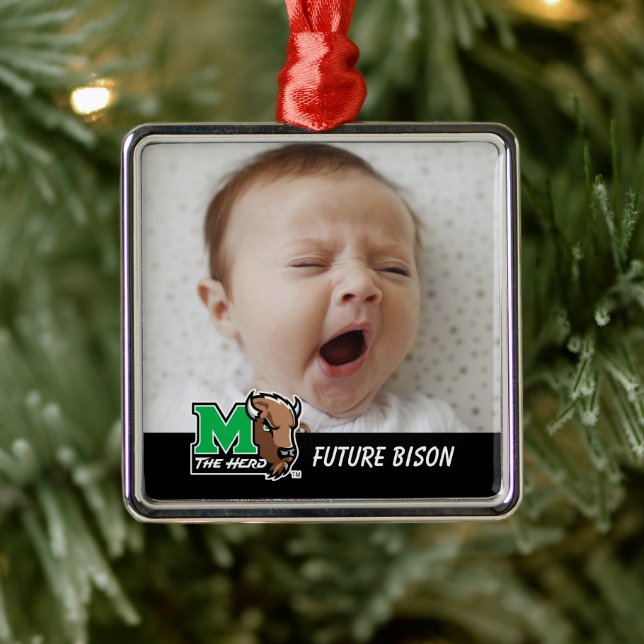 Marco The Bison | The Herd | Add Your Photo Metal Ornament (Tree)