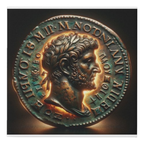 Marcus Aurelius Coin Faux Canvas Print