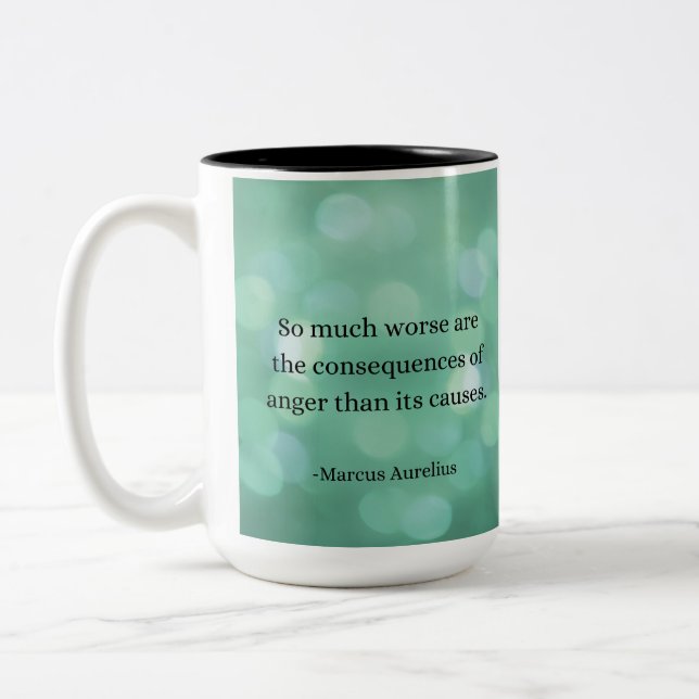 Marcus Aurelius: Conquer Anger, Find Inner Peace Two-Tone Coffee Mug (Left)