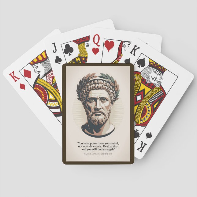 Marcus Aurelius Meditations Quote Illustration Art Poker Cards (Back)