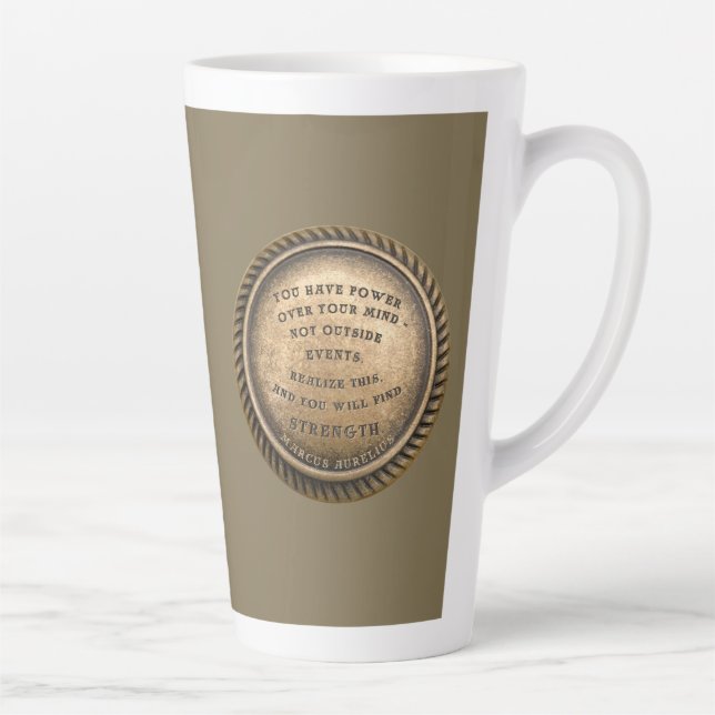 Marcus Aurelius Quote How to find Strength Latte Mug (Right)