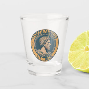Marcus Aurelius Roman Emperor Illustration Badge Shot Glass