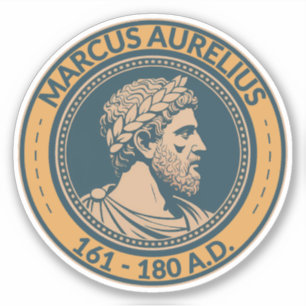 Marcus Aurelius Roman Emperor Illustration Badge Sticker