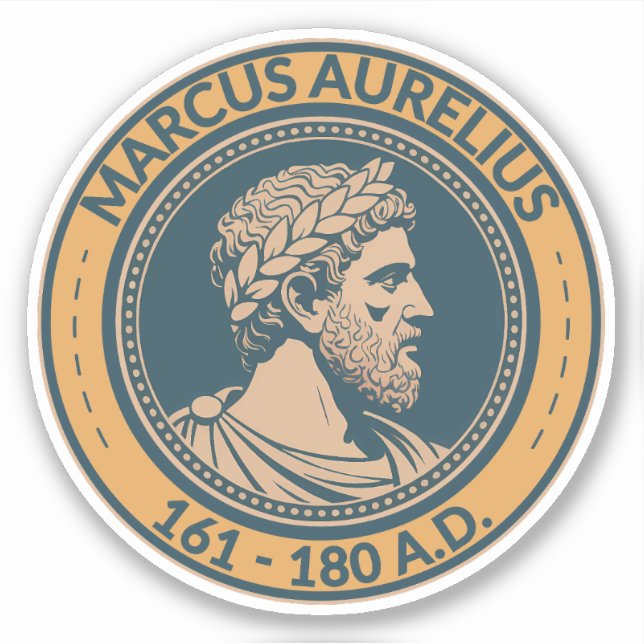 Marcus Aurelius Roman Emperor Illustration Badge Sticker (Front)