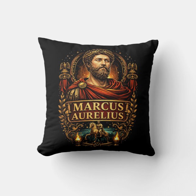 Marcus Aurelius Throw Pillow (Front)