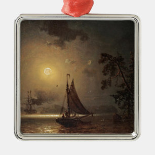 Marcus Larson nocturnal-voyage moon night vintage. Metal Ornament