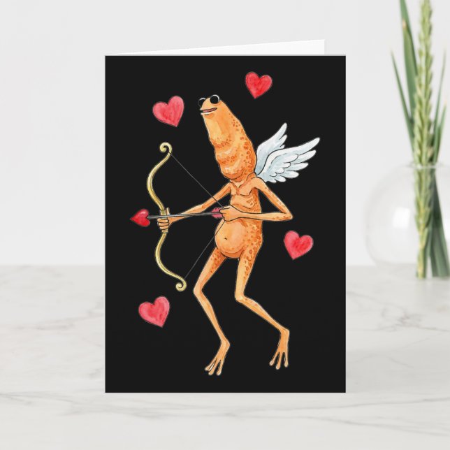 Marcus The Worm Valentine Cupid Meme Design  Card (Front)