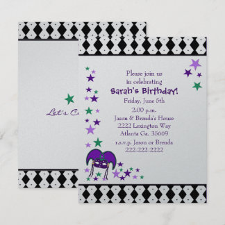 Mardi Gra Theme Birthday party Invitation