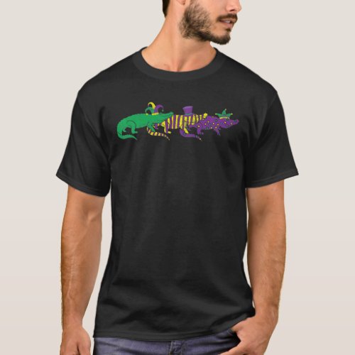 Mardi Grad Alligators 3 Alligators Funny Mardi Gra T_Shirt