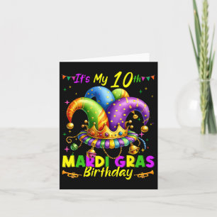 Mardi Gras 10th Birthday Fat Tuesday 10 Years Old  Card