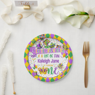 Mardi Gras 1st Birthday (King Cake & Fun) Paper Plates
