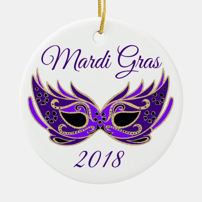 Mardi Gras 2018 Mask Ceramic Ornament (Front)