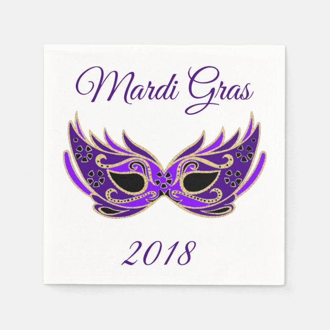 Mardi Gras 2018 Mask Paper Napkins (Front)