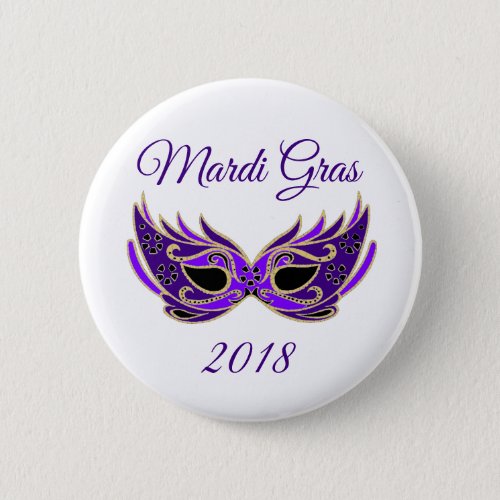 Mardi Gras 2018 Mask Pinback Button