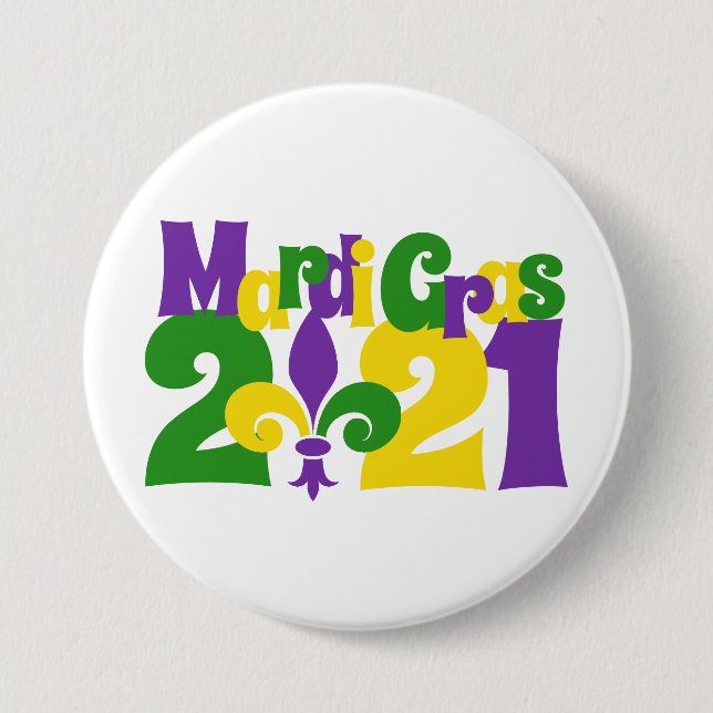 Mardi Gras 2021 fleur-de-lis Button (Front)